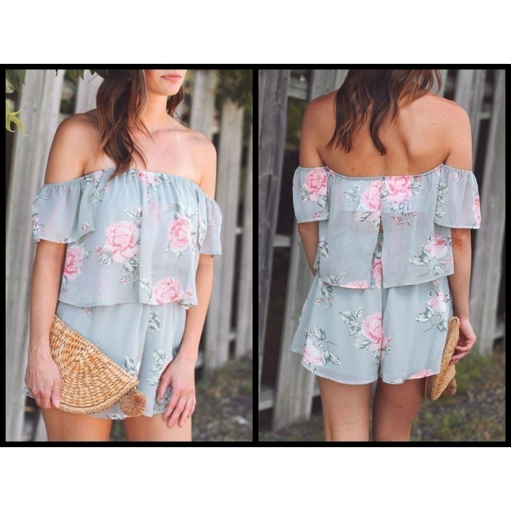 💕SHOW ME YOUR MUMU💕 Floral Off Shoulder Romper - Picture 4 of 8